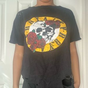 Black DISTRESSED oversized graphic tee